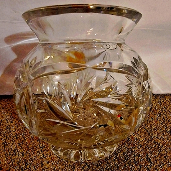 #Vintage #CrystalClear Polish 24% Lead Crystal Vase Floral Starburst Pattern - Picture 7 of 10